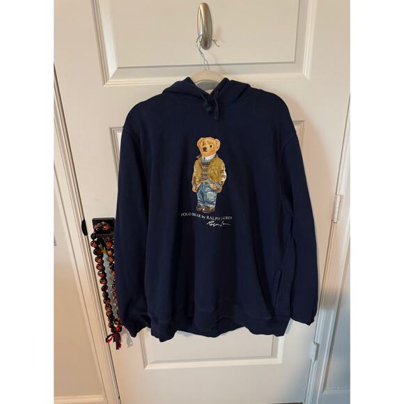 Navy Blue Polo Bear Hoodie - Picture 1 of 4